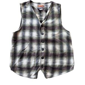 Vintage Paragraff Plaid Button Front Vest Mens Medium 90s Grunge Workwear Cotton